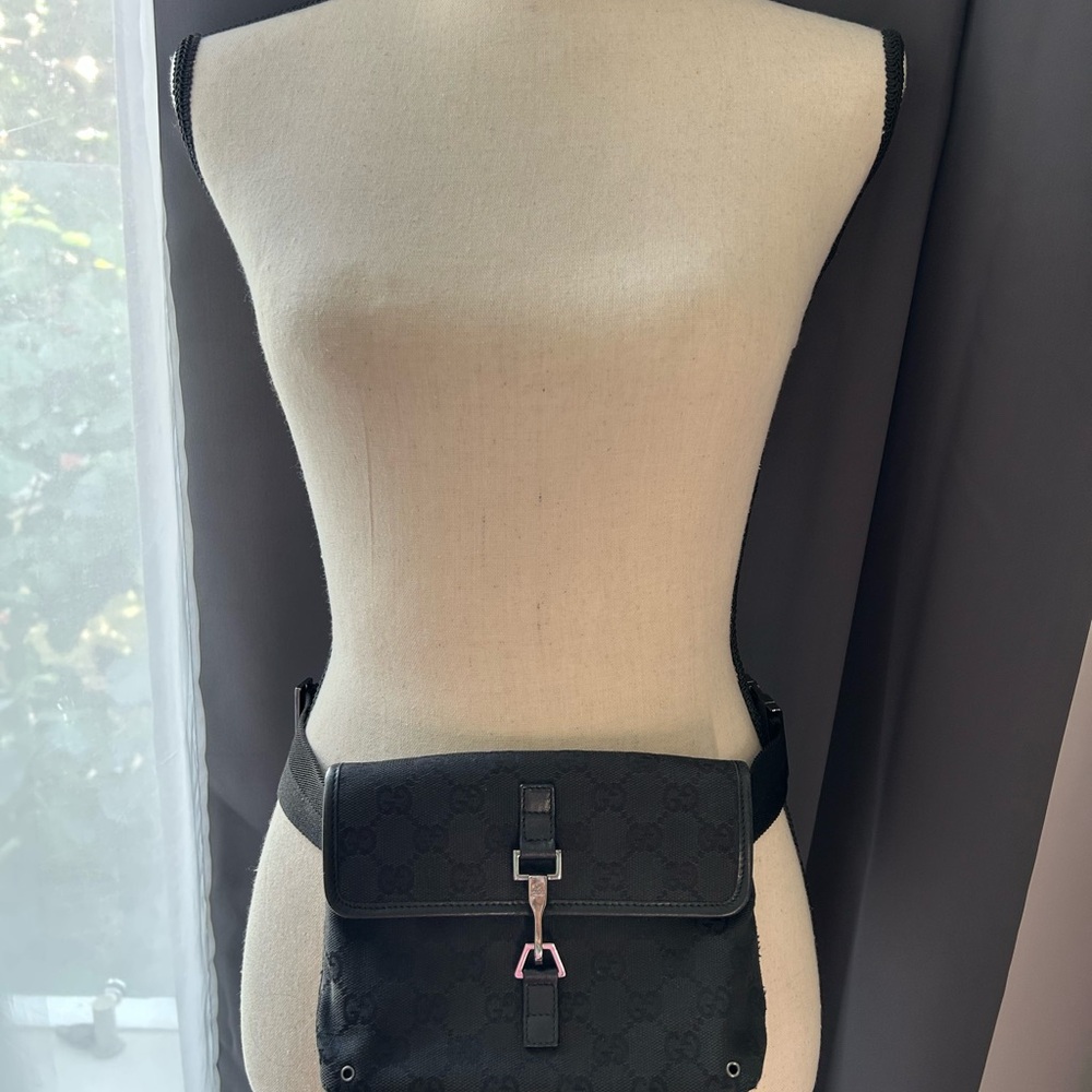 Gucci black monogram belt bag